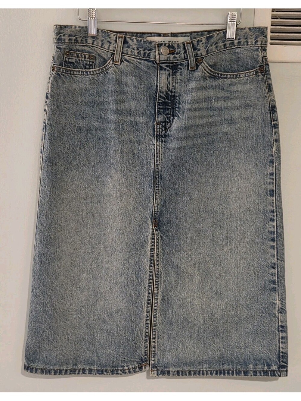 Gap Jeans Size 6 Slit Skirt Denim Distressed Vintage Midi